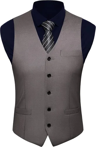 Vista 2 de BABEYOND - Chaleco de gángster de estilo 1920 y con accesorios para disfrazarse de Gatsby con sombrero estilo Fedora