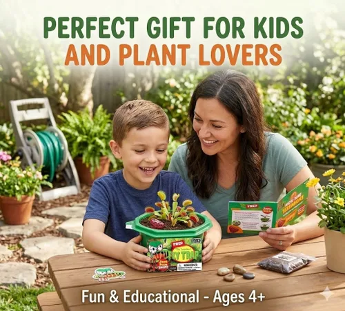 Vista 5 de Toys By Nature Venus - Juego de terrario para niños, divertido y fácil de cultivar, plantas alimentarias de insectos, kit completo de plantas