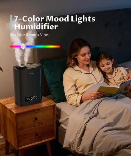 Vista 9 de BREEZOME - Humidificador de 6L, para dormitorio, habitación grande y difusor de aceite esencial, humidificador ultrasónico de llenado superior