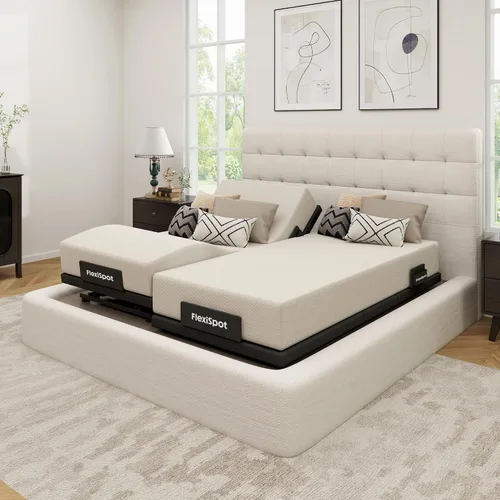 Vista 14 de FLEXISPOT Base de cama ajustable individual XL + colchón de espuma viscoelástica de gel refrescante de 12 pulgadas, masaje, inclinación de cabeza