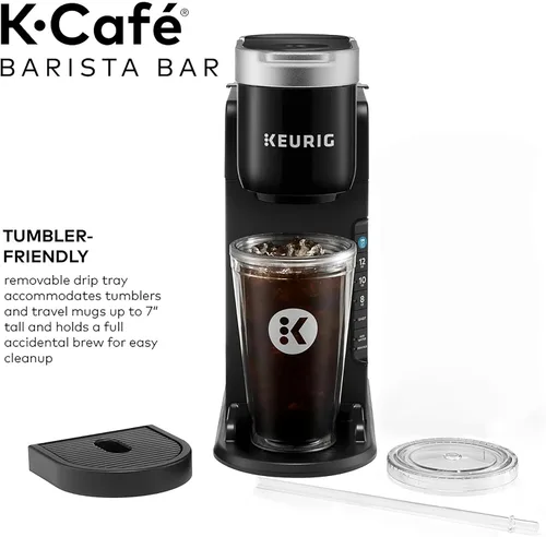 Vista 2 de Keurig K-Café Barista Bar Cafetera de una sola porción, con 3 tamaños de preparación, capacidades de preparación caliente y fría, botón de chupito