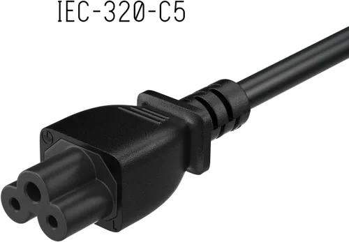 Vista 5 de 1 pie 18 AWG 3 clavijas NEMA 5-15P a IEC C5 Cloverleaf cable
