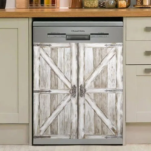 Vista 2 de Cubierta magnética de madera con efecto de puerta para lavavajillas, panel creativo para electrodomésticos de cocina, decoración de refrigerador