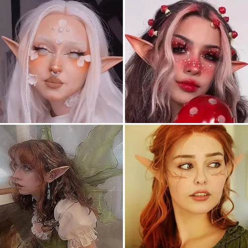 Vista 7 de Disfraz de orejas de elfo para Halloween accesorios de cosplay 2 pares de orejas de hada alas de pixie fiesta de anime orejas de elfo para fiesta