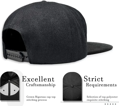 Vista 5 de Negi Snapback Hats for Mens Hat Fitted Mountain Gaming Trucker Dad Black Flat Bill Adjustable Baseball Cap Brim