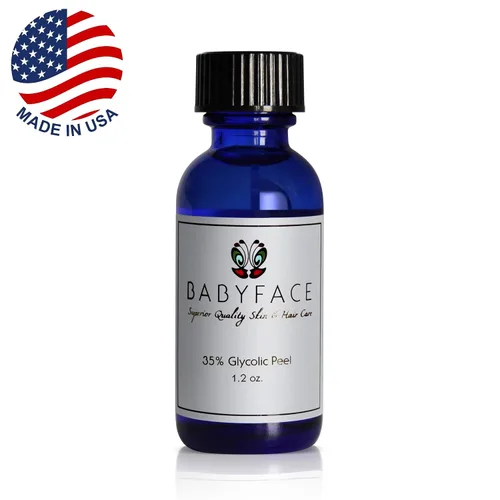 Vista 2 de Babyface Exfoliante químico con ácido glicólico al 35% para antienvejecimiento, tez más brillante, sin tamponar, pH bajo, tamaño grande de 1.2 onzas.