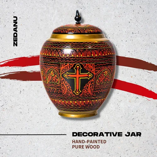 Vista 7 de Tarro de madera con tapa, tarro decorativo, tarro de madera hecho a mano, tarro decorativo para decoración del hogar, hermoso centro de mesa