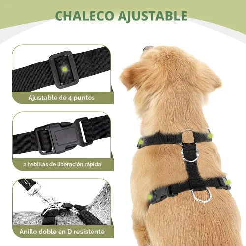Vista 4 de SlowTon Arnés de Cinturón de Seguridad para Perro para Coche, Arnés de Coche para Perros Ajustable de Malla Transpirable y Arnés de Cinturón de Negro