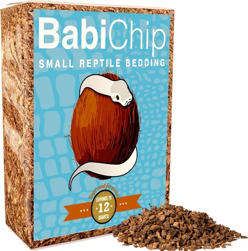 Vista 4 de BabiChip - Sustrato de chips de coco para reptiles, 6 cuartos de galón, ropa de cama suelta de tamaño pequeño para pitones de bola, otras