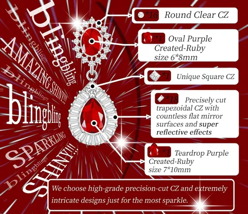 Vista 3 de GZWHD Juego de joyas brillantes para mujer, collar de lágrima, pulsera de anillo abierto, joyería de boda para novia y damas de honor, día de San
