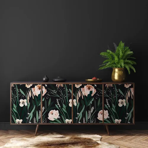 Vista 6 de VaryPaper Papel tapiz floral negro, verde y rosa, de 17.7 x 118 pulgadas, papel tapiz autoadhesivo de vinilo, papel de contacto floral decorativo