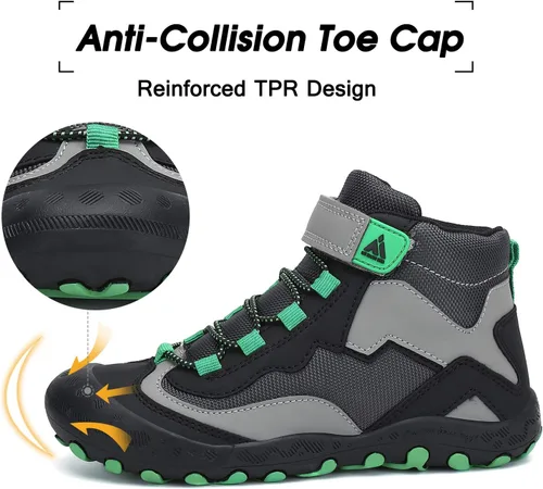 Vista 3 de Mishansha Botas de Senderismo para Niños Pequeños Niñas Niños Zapatos de Senderismo Resistentes al Agua Anti-Colisión Antideslizantes Atléticas