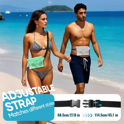 Vista 3 de Bolsa impermeable para playa, bolsa impermeable para teléfono y pasaporte, riñoneras para mujeres, bolsas secas flotantes para cruceros, viajes