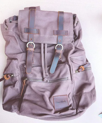 Vista 8 de Berchirly Mochila de cuero de lona casual vintage mochila de viaje Café