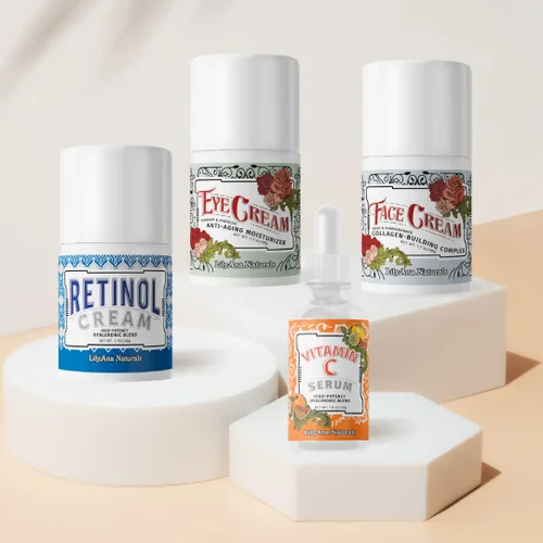 Vista 4 de LilyAna Naturals Set de regalo para el cuidado de la piel, crema de retinol, suero de vitamina C, crema para ojos y crema facial hidratante