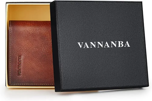 Vista 6 de Billetera de cuero de grano completo para hombres con RFID plegable con ventana de identificación lateral abatible 2, Amarillo Marrón, Classic