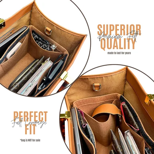 Vista 8 de Sunshine Tote Organizer Insert, Sunshine Shopper Medium Insert, Mini Sunshine Large Organizer, Handmade 3mm Premium Felt Snug Sturdy Gold Zipper