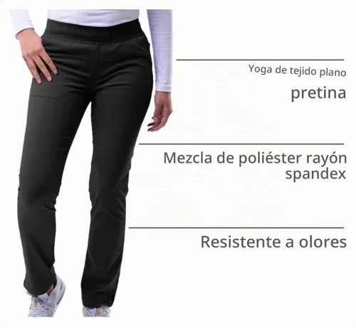 Vista 4 de Adar Pro Scrubs para mujeres - Pantalones de uniforme médico tipo yoga de pierna ajustada Negro