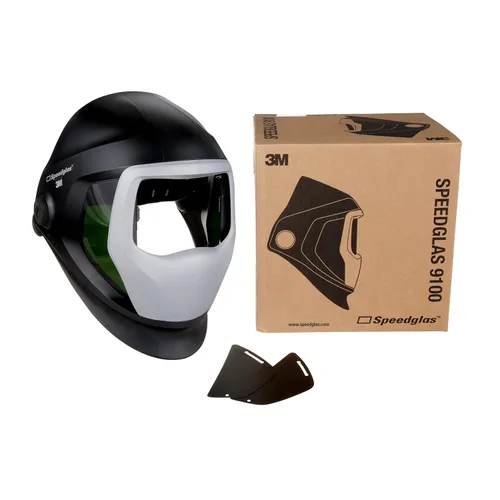 Vista 8 de Casco 3 M Speedglas 9100, seguridad para soldar 06-0300–51SW, estuche de repuestos con ventanas laterales, diadema y panel frontal plateado