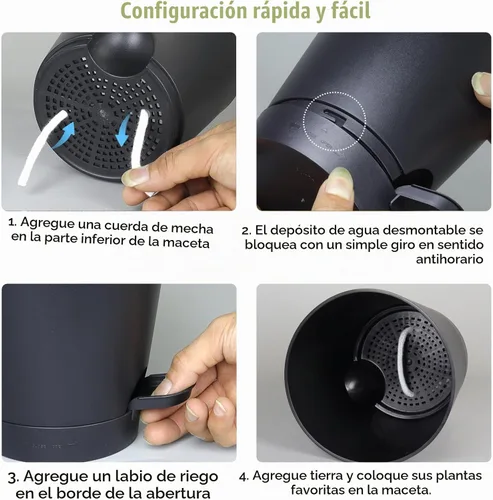 Vista 4 de WSMKSZ Macetas de riego automático de 4 pulgadas para plantas de interior y exterior, paquete de 6 macetas de plástico con agujeros de drenaje