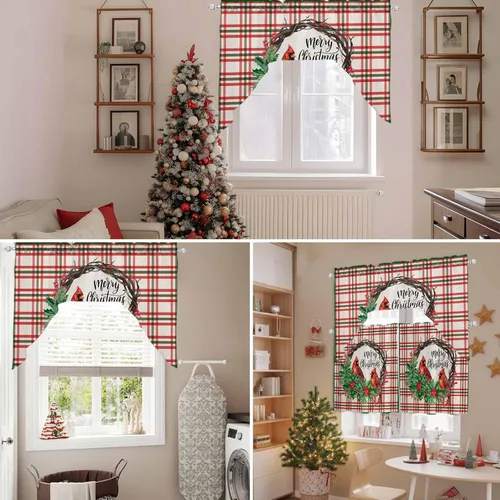 Vista 7 de Cortinas de cocina con cenefa de estilo rústico con bolsillo para barra, paneles de cortina para dormitorio, sala de estar, baño, cafetería