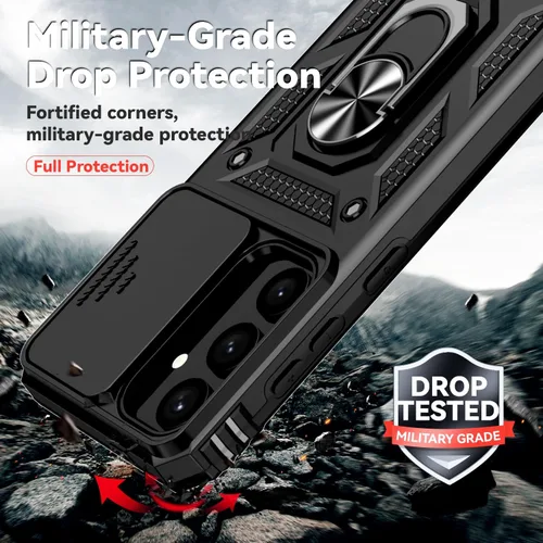 Vista 5 de Funda para Samsung Galaxy S24 con cubierta para lente de cámara, protector de pantalla HD, doble capa de grado militar, probada contra caídas