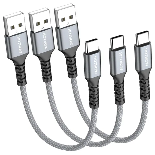 Vista 12 de Cable corto USB A a USB C de 0.5 pies, paquete de 3 cables USB C de 6 pulgadas de carga rápida 3A para iPhone 17 16 15, Samsung Galaxy S24 S23 S11