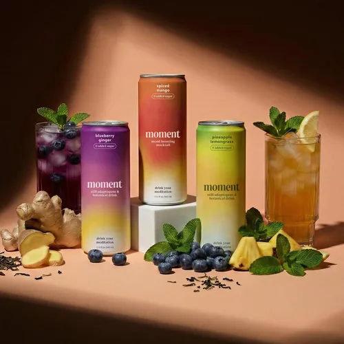 Vista 4 de Moment Adaptogen Drink (Shark Tank), bebidas no alcohólicas no carbonatadas, clásicas, L-teanina y ashwagandha para calma y claridad, 0 azúcar