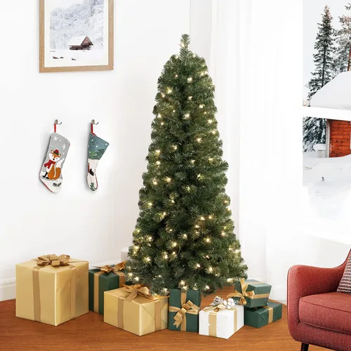 Vista 19 de Naomi Home - Árbol de Navidad realista preiluminado de 6.5 pies, 400 luces Con bisagras