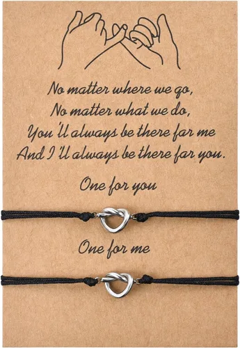Vista 8 de BOCHOI Pinky Promise Pulseras a Juego a Distancia para Parejas Mejor Amigo BFF Pulsera de Amistad Madre Hijo Hija Niño Niña Él Ella Novia Novio