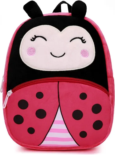 Vista 2 de Ladyzone Mochila para niños pequeños, mochila de animales del zoológico, bonita bolsa de felpa de dibujos animados de 10 pulgadas, bolsa de libro