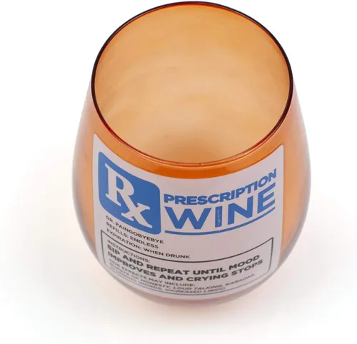 Vista 3 de Copa de vino sin tallo con receta Rx Copa de vino divertida 30 onzas