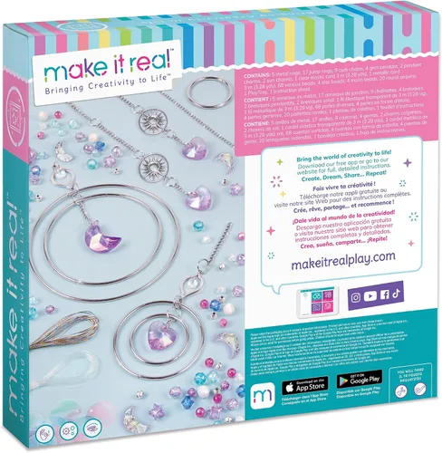 Vista 2 de Make It Real: Atrapasoles de cristal para bricolaje, plateado, morado y tonos suaves, crea tu propio hermoso atrapasoles, 139 piezas incluidas, kit