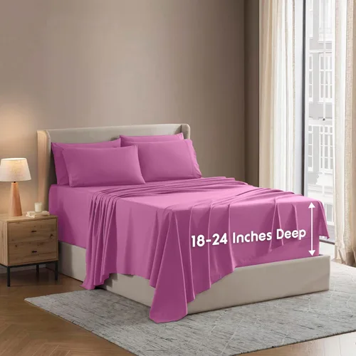Vista 31 de Nestl - Juego de sábanas de bolsillo extraprofundo y de microfibra suave, 7 piezas, sábanas y fundas de almohada resistentes a la decoloración