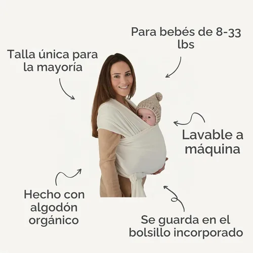 Vista 8 de mushie Portabebés Algodón orgánico y elastano Arnés infantil para recién nacidos y bebés de 8 a 35 libras (Cedar)