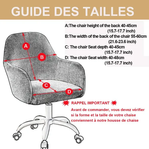 Vista 4 de Funda para silla de computadora de oficina, 2 piezas con brazos giratorios y respaldo curvado, funda para silla de comedor, estilo moderno