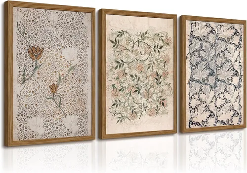 Vista 20 de Tanmart Arte de pared botánico vintage, lienzo floral antiguo, arte de pared, impresiones de flores neutrales, póster vintage de granja, pintura