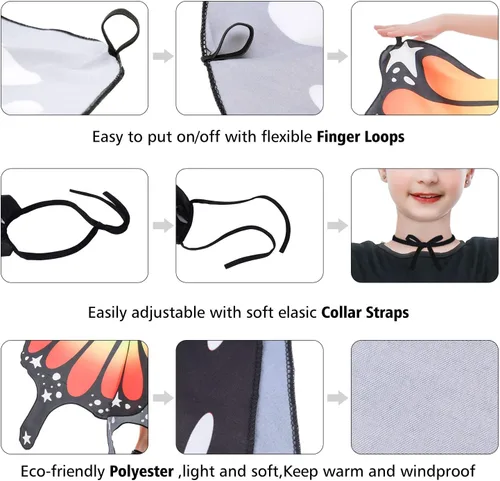 Vista 12 de MAGIFIRE Butterfly Wings for Girls & Kids – Butterfly Costume Wings
