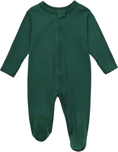 Vista 3 de Aablexema Pijama con cremallera para bebé, rayón de bambú, 3 piezas, unisex, con manopla, manga larga, pies