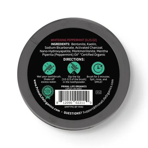Vista 9 de Limpiador dental natural Dirty Mouth, en polvo, tamaño mini, suavemente pule, desintoxica, remineraliza y fortalece los dientes, mejor que la pasta
