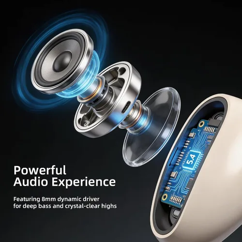 Vista 4 de Auriculares para dormir de lado, mini Bluetooth inalámbrico invisible 5.4, auriculares para dormir con pantalla LED, auriculares pequeños