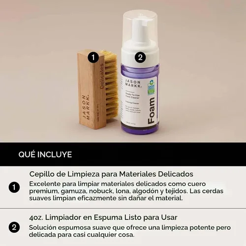Vista 8 de Jason Markk Quick Clean & Suede - Kit de limpieza de 4 piezas, cepillo de gamuza y borrador de manchas, espuma lista para usar y cepillo delicado