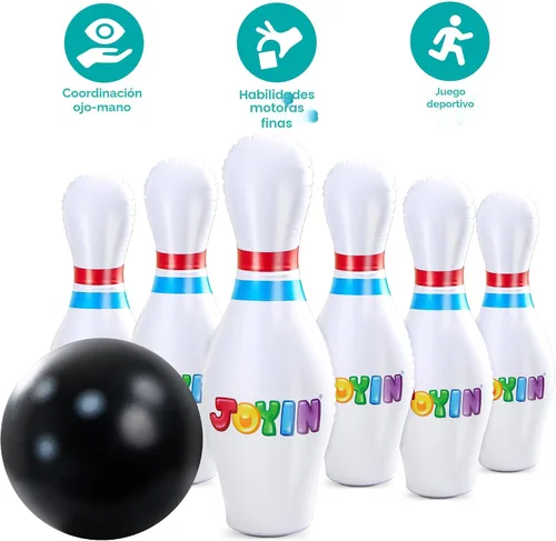 Vista 5 de JOYIN Juego de bolos inflables gigantes para niños y adultos, juegos para fiestas de Navidad y cumpleaños, juguetes educativos para desarrollar