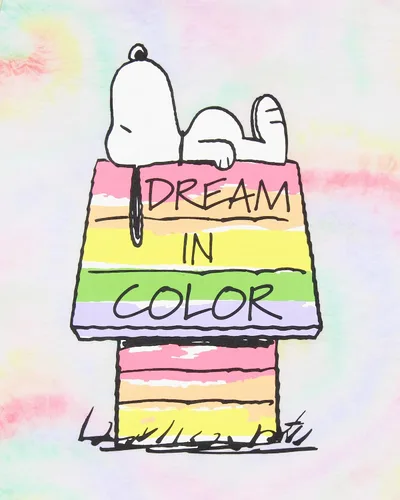 Vista 4 de INTIMO Peanuts Snoopy Dream In Color Tie-Dye - Conjunto de pijama para niña