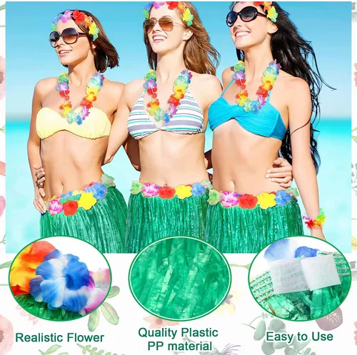 Vista 2 de 24 faldas de hierba hawaiana de 24 pulgadas, falda hula para mujer, disfraz de Luau, recuerdos de fiesta hawaiana