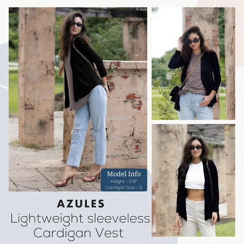 Vista 3 de Azules 3-Pack Women's Long Sleeve Open Front Cardigan - Lightweight Rayon Sweater, Soft Flowy Layer for Casual