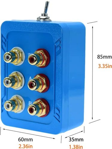 Vista 5 de Sin ruido 2 en 4 salida o 4 en 2 salida Audio Selector de sonido RCA hembra canal estéreo 2 interruptor divisor caja conmutación sin alimentación