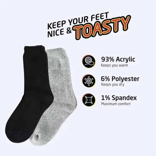 Vista 2 de HOT FEET 2 Pack Warm Cozy Thermal Socks for Women - Thick Insulated Crew for Cold Winter Weather