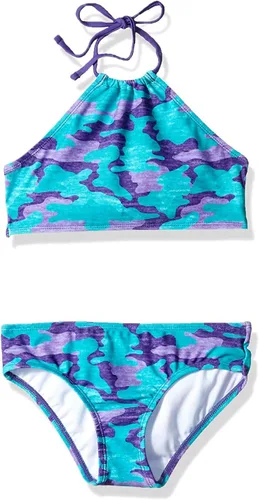 Vista 15 de Kanu Surf Mahina bikini halter de 2 piezas para niñas, traje de baño para playa mahina azul