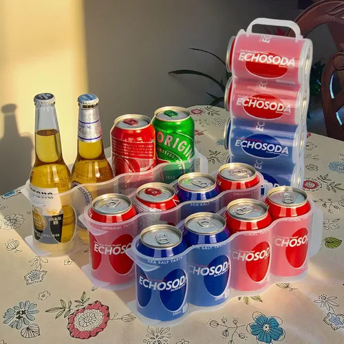 Vista 6 de Organizador portátil de latas de soda para estante de refrigerador, soporte para latas de cerveza, estante deslizante de almacenamiento